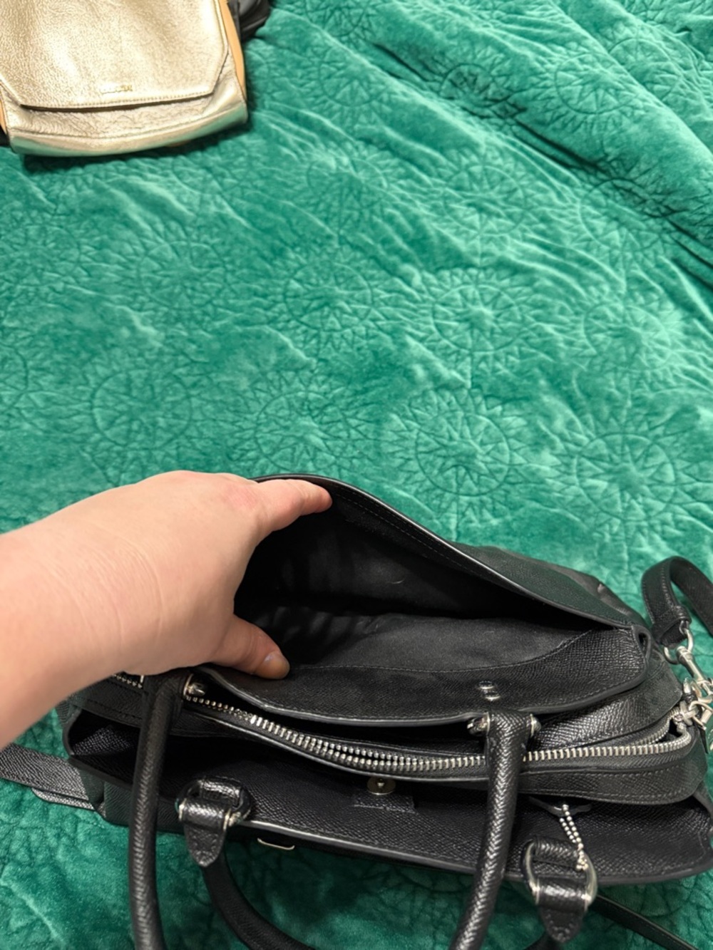 Coach Black Leather Dome Satchel with Removable Crossbody Strap - Picture 6 of 7